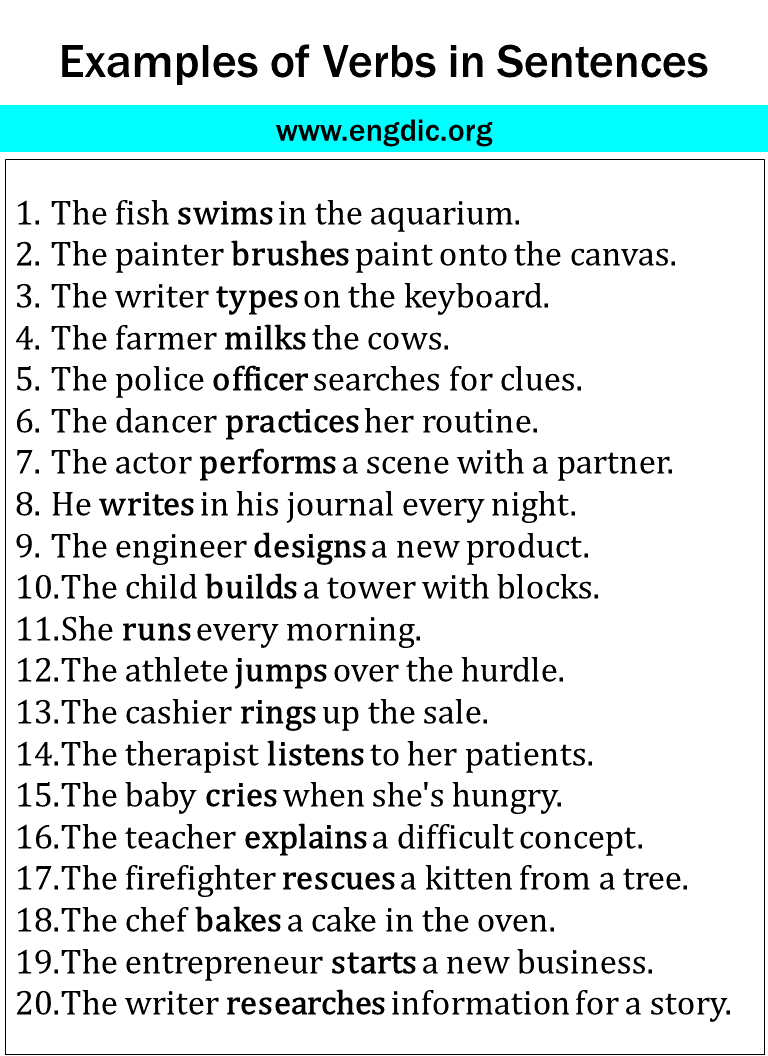 Examples of Verbs in Sentences Picture 2