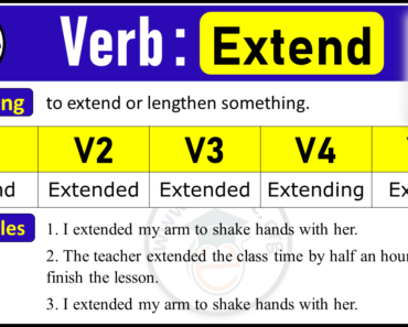 Extend Past Tense, V1 V2 V3 V4 V5 Forms of Extend, Past Simple and Past Participle