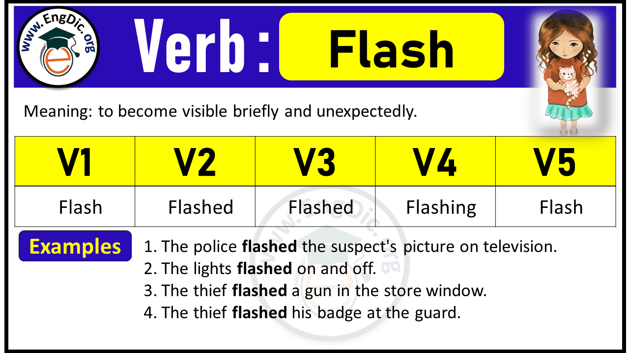 Flash Past Tense, v1 v2 v3 V5 Forms of Flash, Past Simple and Past Participle