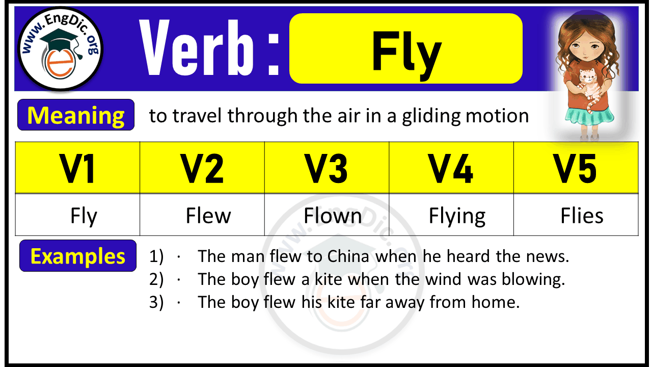 Fly Verb Forms Past Tense And Past Participle V1 V2 V3 EngDic