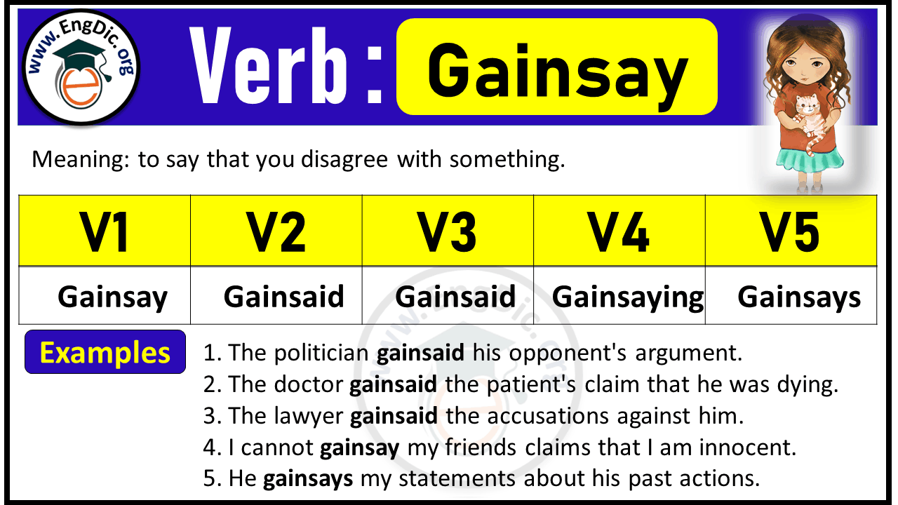 Gainsay Past Tense, V1 V2 V3 Forms of Gainsay, Past Simple and Past Participle