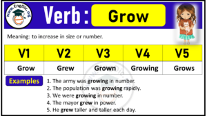 Grow Verb Forms: Past Tense and Past Participle (V1 V2 V3) - EngDic