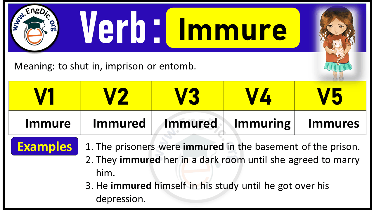 Immure Verb Forms: Past Tense and Past Participle (V1 V2 V3)