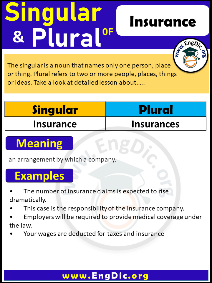 Insurance Plural, What is the plural of Insurance?
