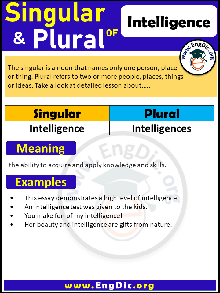 Intelligence Plural, What is the plural of Intelligence?