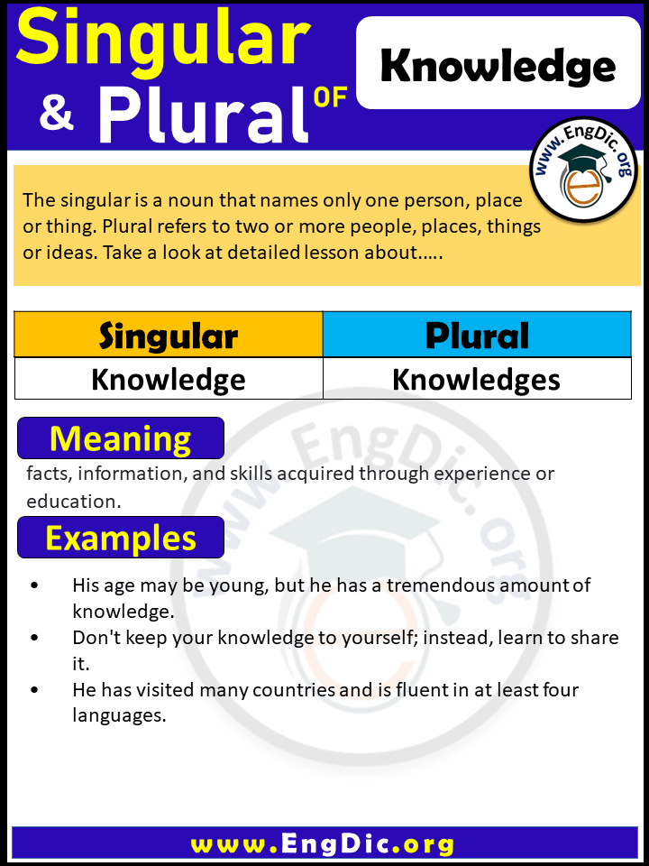 Knowledge Plural, What is the plural of Knowledge?
