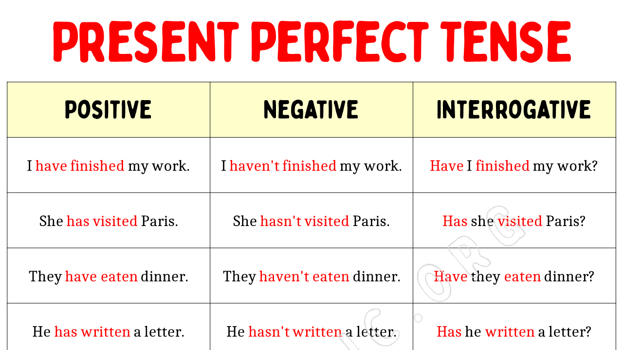 100 Sentences in Present Perfect Tense - EngDic