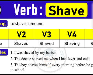 Shave Verb Forms: Past Tense and Past Participle (V1 V2 V3)