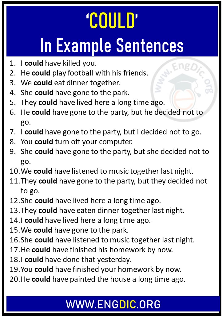 40 Sentences Using ‘could Could In Example Sentences Engdic 