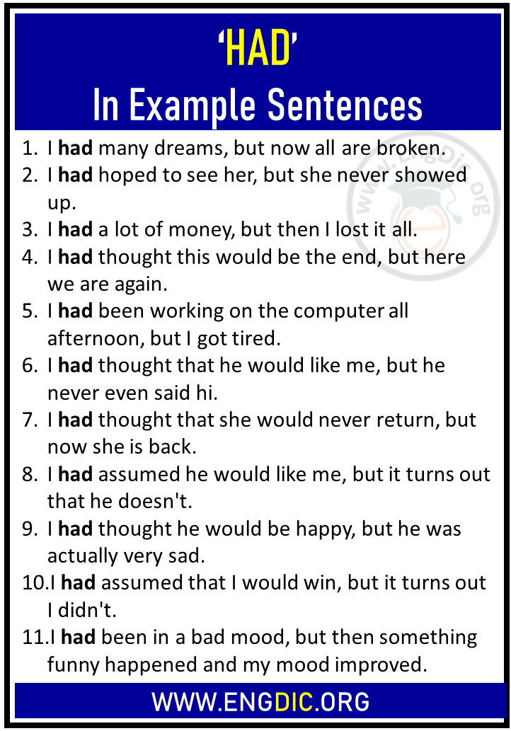 had in example sentences