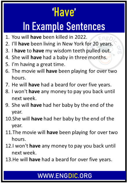 20 Sentences Using ‘have Have In Example Sentences Engdic 