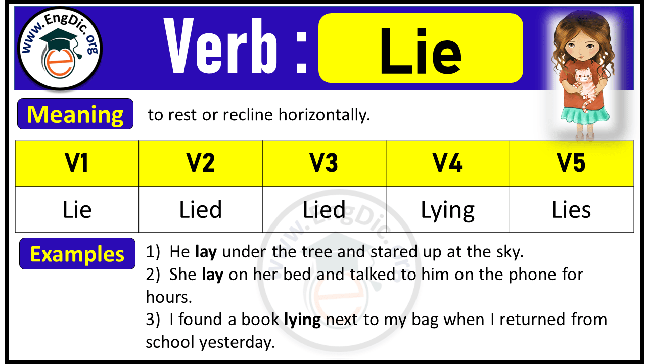 Lie Past Tense, V1 V2 V3 V4 V5 Forms of Lie, Past Simple and Past Participle