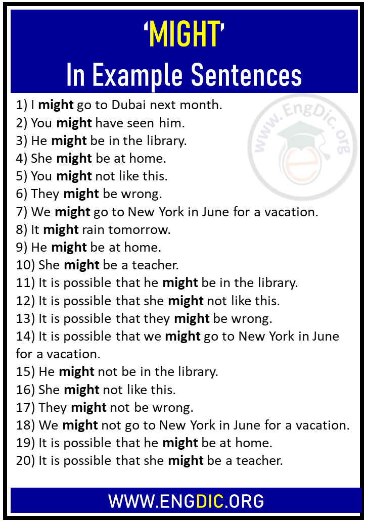 20 Sentences Using ‘MIGHT’, MIGHT in Example Sentences - EngDic