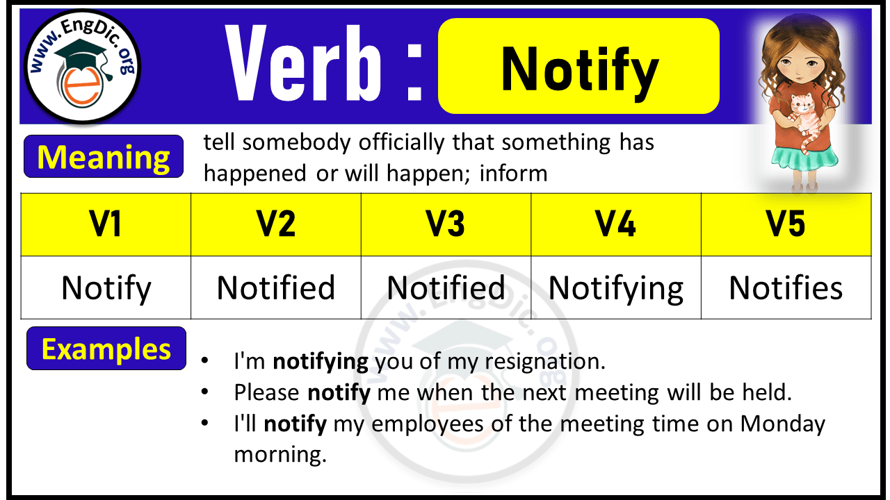 Notify Verb Forms: Past Tense and Past Participle (V1 V2 V3)