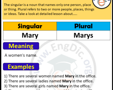 Mary Plural, What is the Plural of Mary?