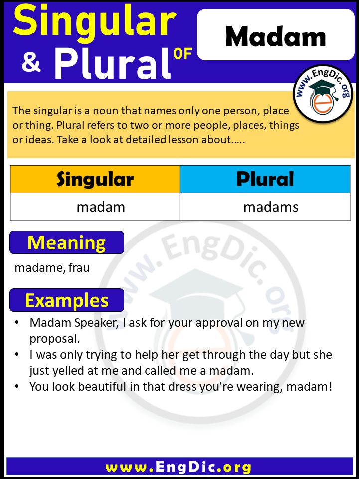 Madam Plural, What is the Plural of Madam?