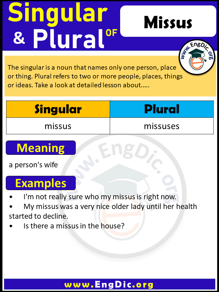 Missus Plural, What is the Plural of Missus?