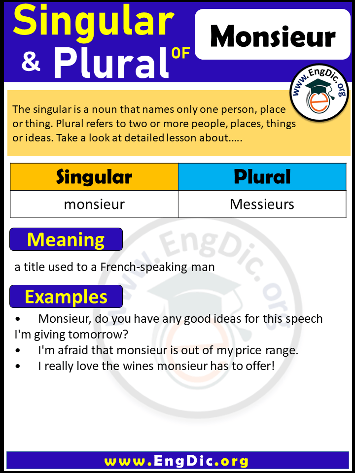 Monsieur Plural, What is the Plural of Monsieur? Monsieur Plural, What is the Plural of Monsieur?
