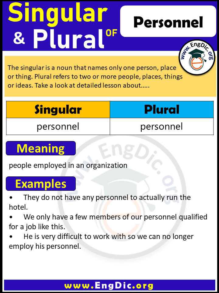 Personnel Plural, What is the Plural of Personnel?