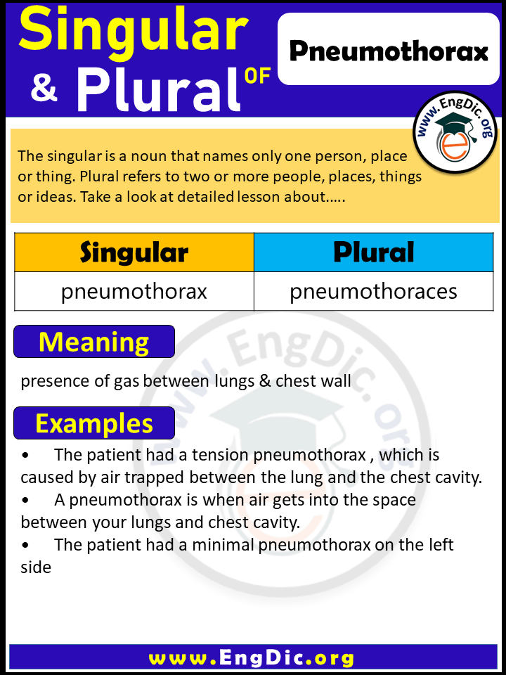 Pneumothorax Plural, What is the Plural of Pneumothorax?