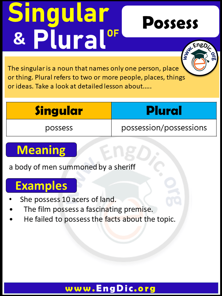 Possess Plural, What is the Plural of Possess?