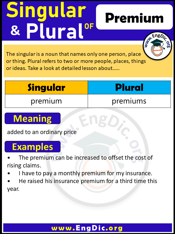 Premium Plural, What is the Plural of Premium?