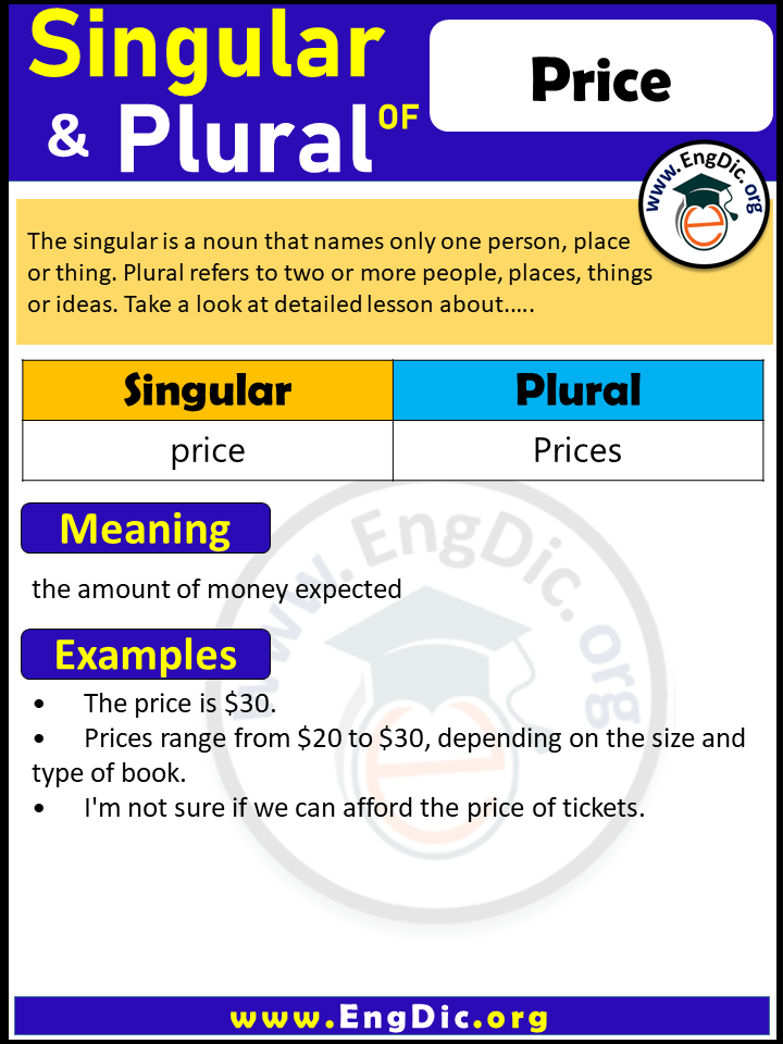 Price Plural, What is the Plural of Price?