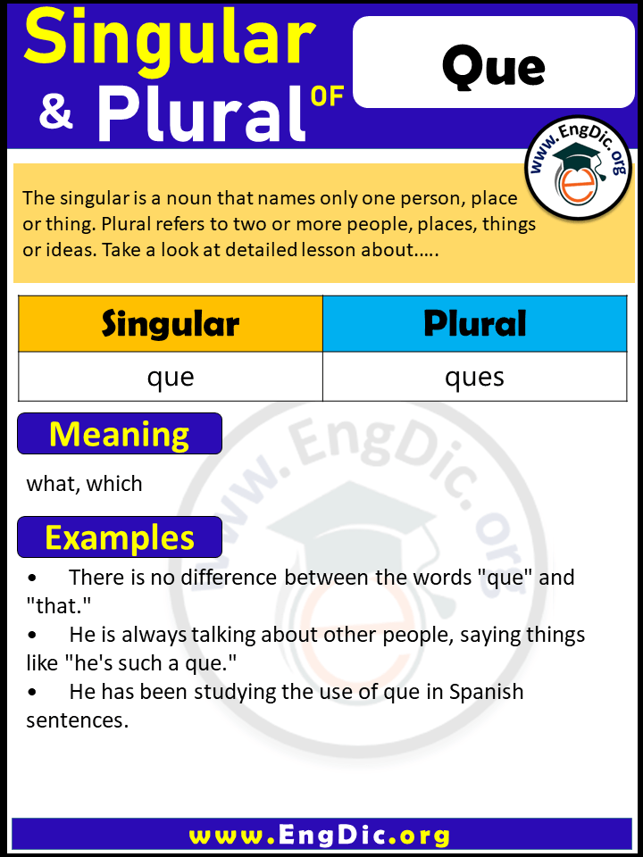 Que Plural, What is the Plural of Que?