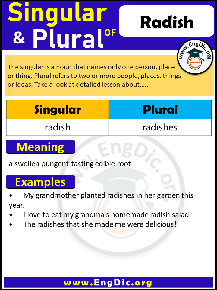 Radish Plural, What is the Plural of Radish?