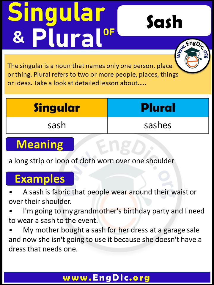 Sash Plural, What is the Plural of Sash?