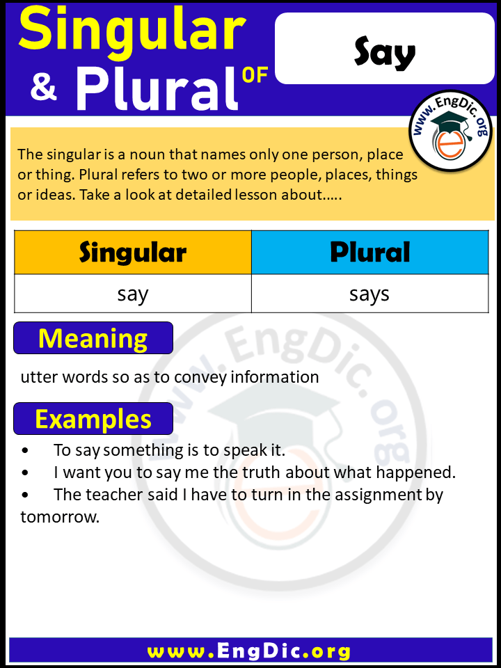 Say Plural, What is the Plural of Say?