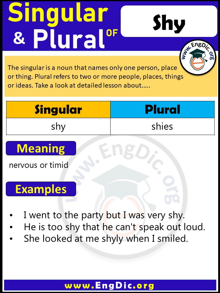 Shy Plural, What is the Plural of Shy?