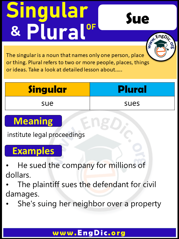 Sue Plural, What is the Plural of Sue?
