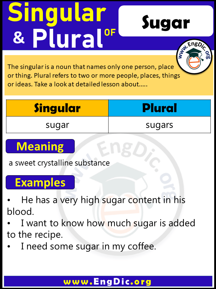 Sugar Plural, What is the Plural of Sugar?