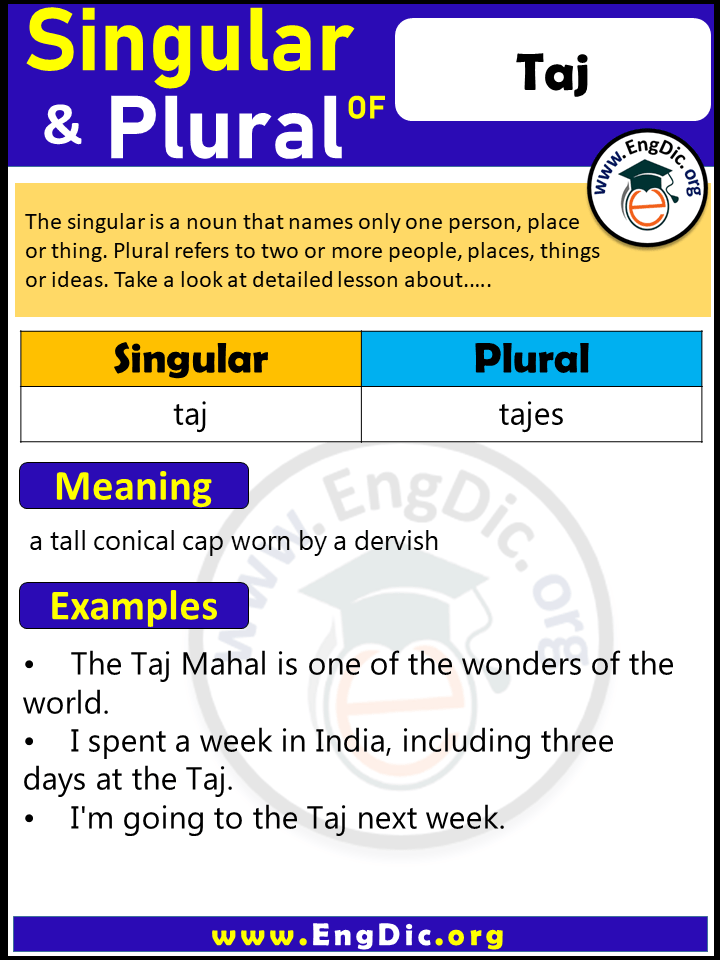Taj Plural, What is the Plural of Taj?