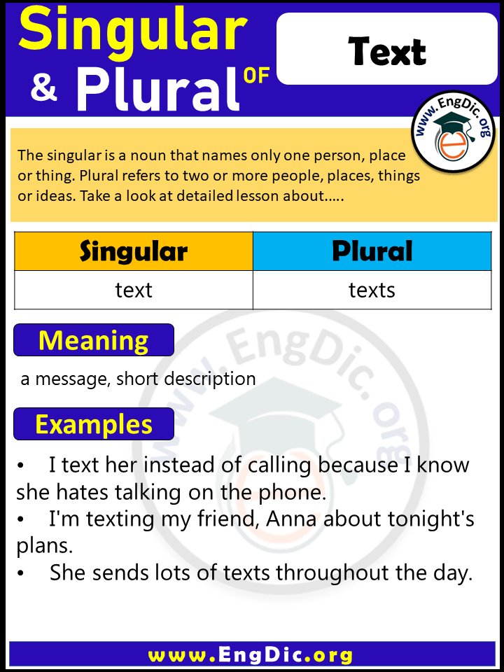 Text Plural, What is the Plural of Text?