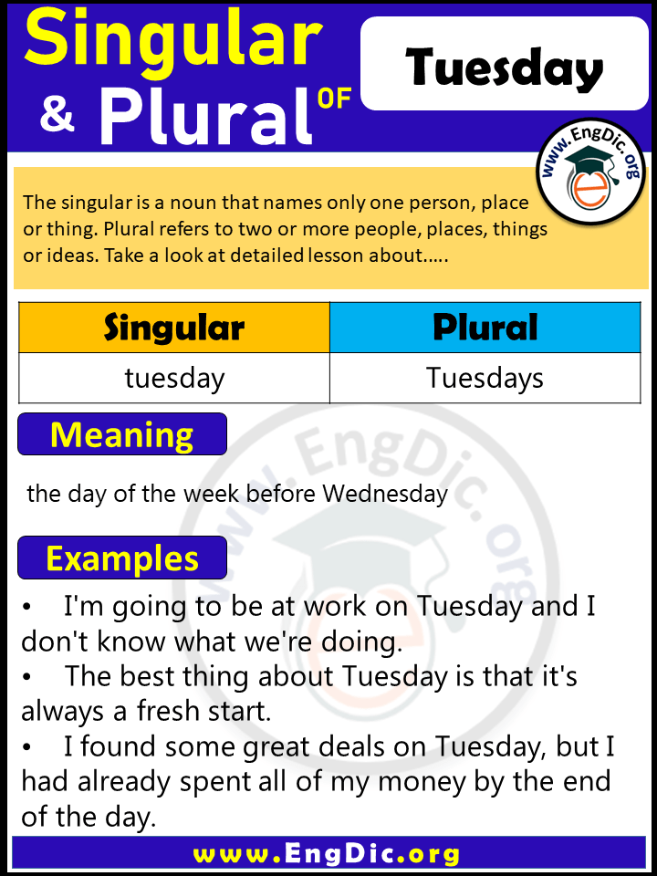 Tuesday Plural, What is the Plural of Tuesday?