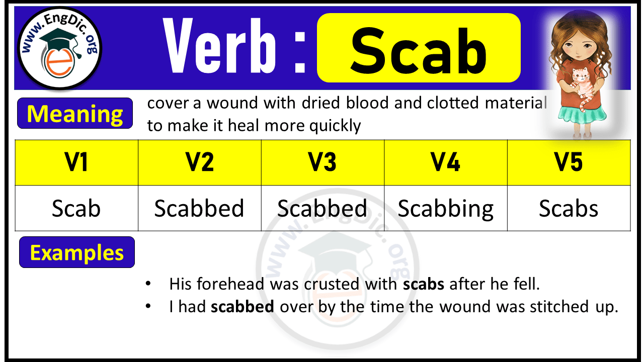 Scab Verb Forms: Past Tense and Past Participle (V1 V2 V3)