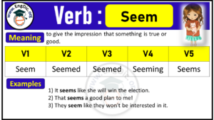 Seem Verb Forms: Past Tense and Past Participle (V1 V2 V3) - EngDic