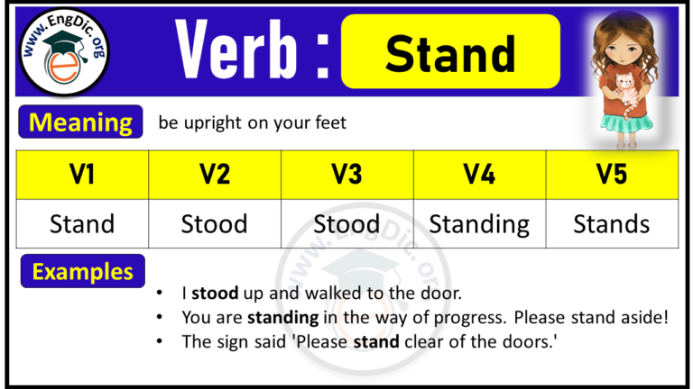 Stand Verb Forms: Past Tense and Past Participle (V1 V2 V3) - EngDic