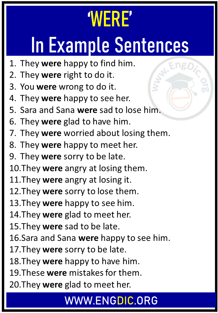 20 Sentences Using Were Were In Example Sentences Engdic 