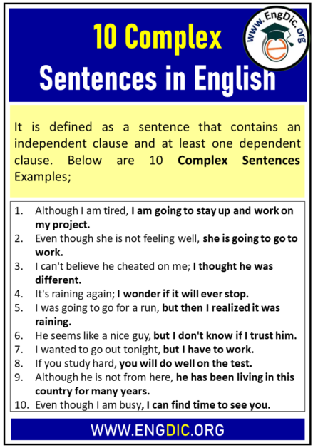 10 Examples of Complex Sentences in English – EngDic