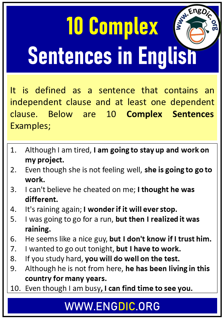10 Complex Sentences in English