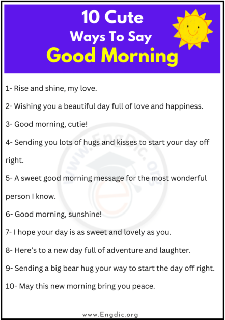 150+ Cute, Sweet, Romantic Ways to Say Good Morning - EngDic