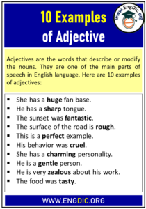 10 Examples of Adjectives in Sentences - EngDic