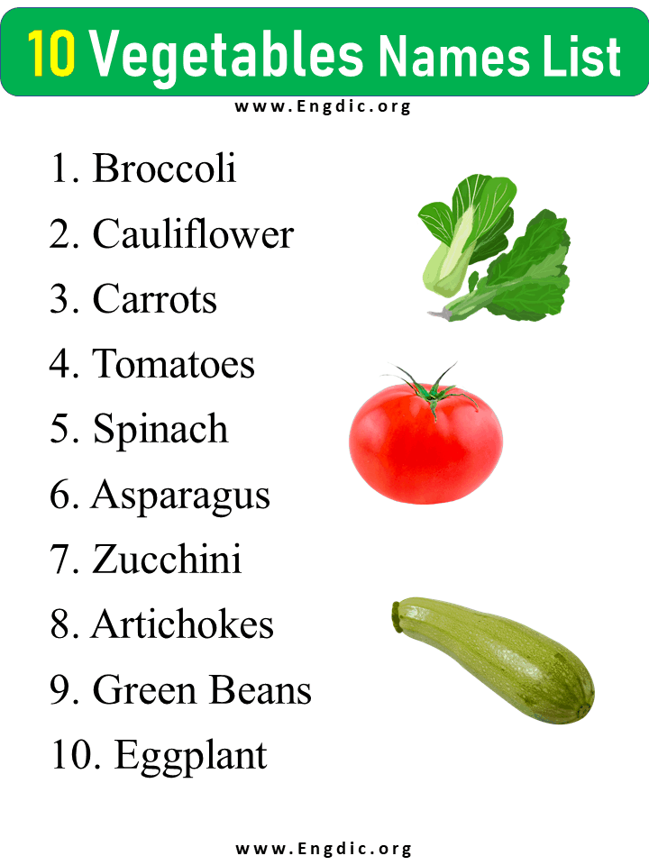 Green vegetables names