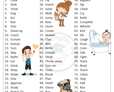 100 Action words in English