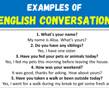 100 Short English Conversation Examples Sentences