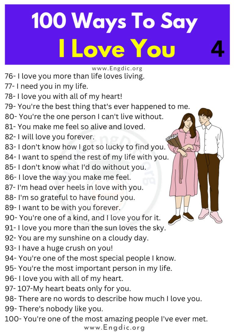 100 Ways To Say I Love You in English - EngDic