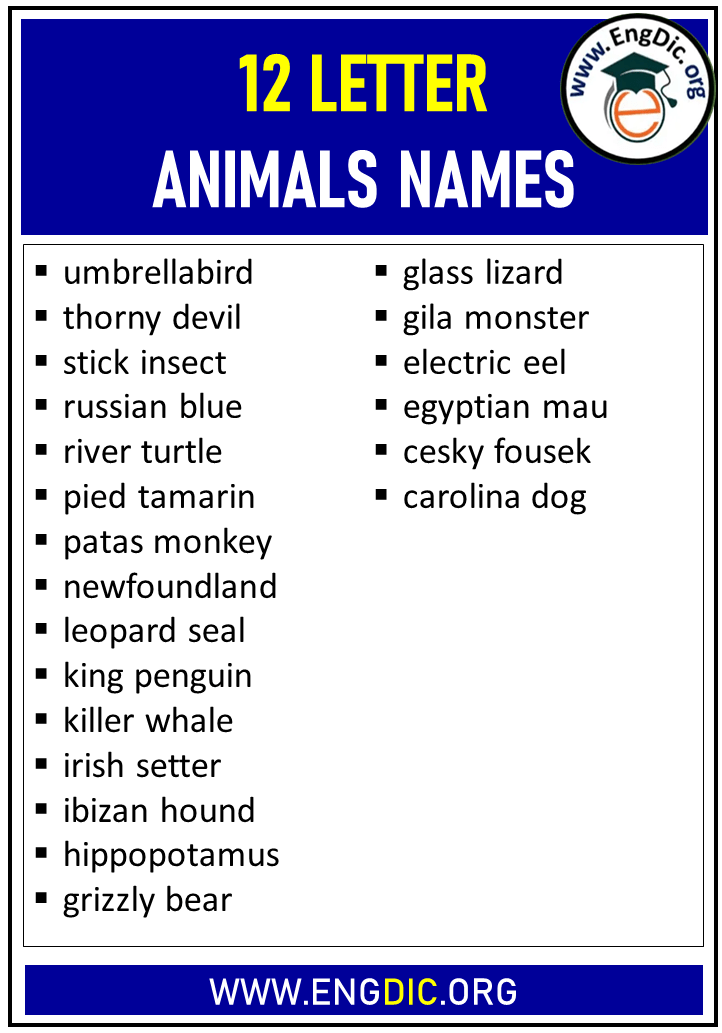 12 Letter Animals Names - EngDic